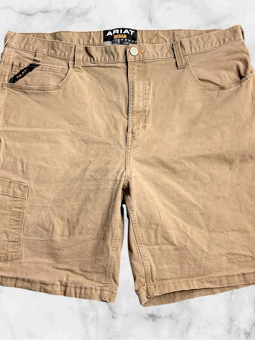 Ariat Rebar M4 Work Shorts Mens 42 Field Khaki Low Rise 10” Inseam Cargo